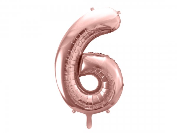 Fooliumist kuldne roosa õhupall "Number 6"