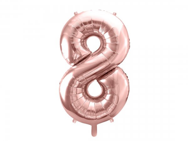 Fooliumist kuldne roosa õhupall "Number 8"