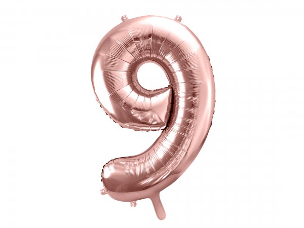 Fooliumist kuldne roosa õhupall "Number 9"