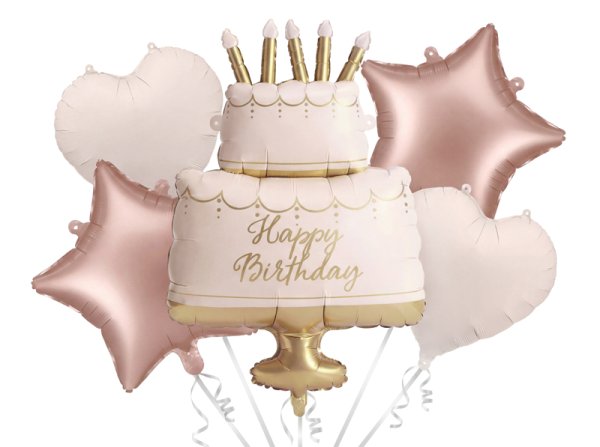 Fooliumist õhupallide komplekt "Happy Birthday Cake"