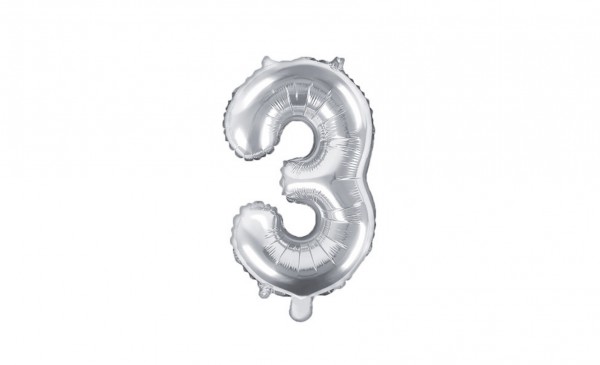 Fooliumist hõbedane õhupall “Number 3”