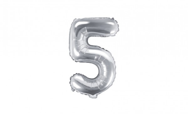 Fooliumist hõbedane õhupall “Number 5”