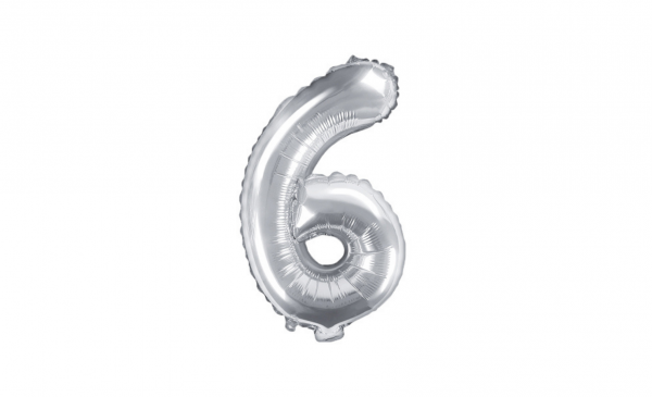 Fooliumist hõbedane õhupall “Number 6”