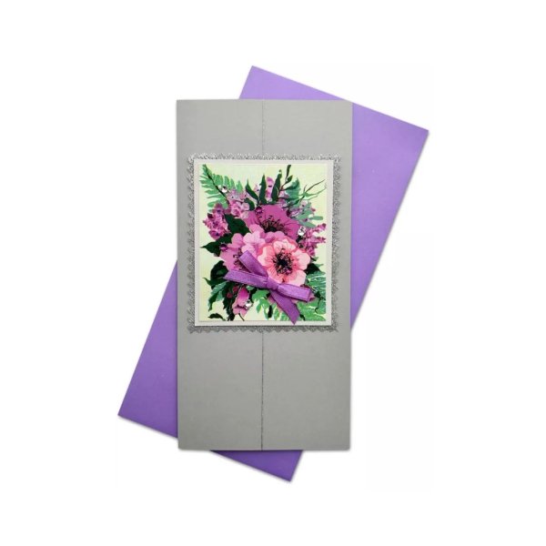 Käsitöökaart "Roosa kimp kivikestega"