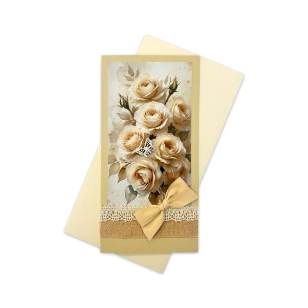 Käsitöökaart "Kreemikad roosid"