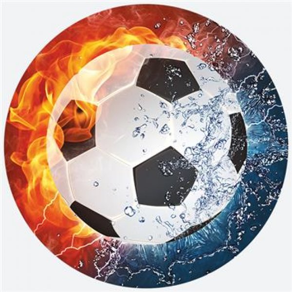 Väiksed papptaldrikud "Jalgpall tules ja vees"