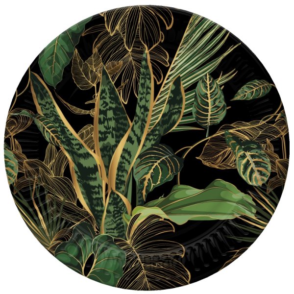 Väiksed papptaldrikud "Tropiline lehemuster"