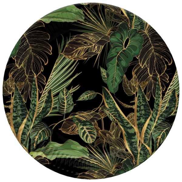 Suured papptaldrikud "Tropiline lehemuster"