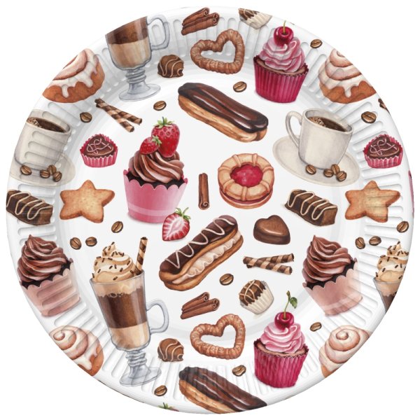 Suured papptaldrikud "Kohvi ja maiustused"